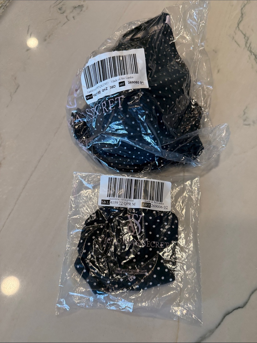 Victoria's Secret Black and White Polka Dot Face Masks - Set of 2